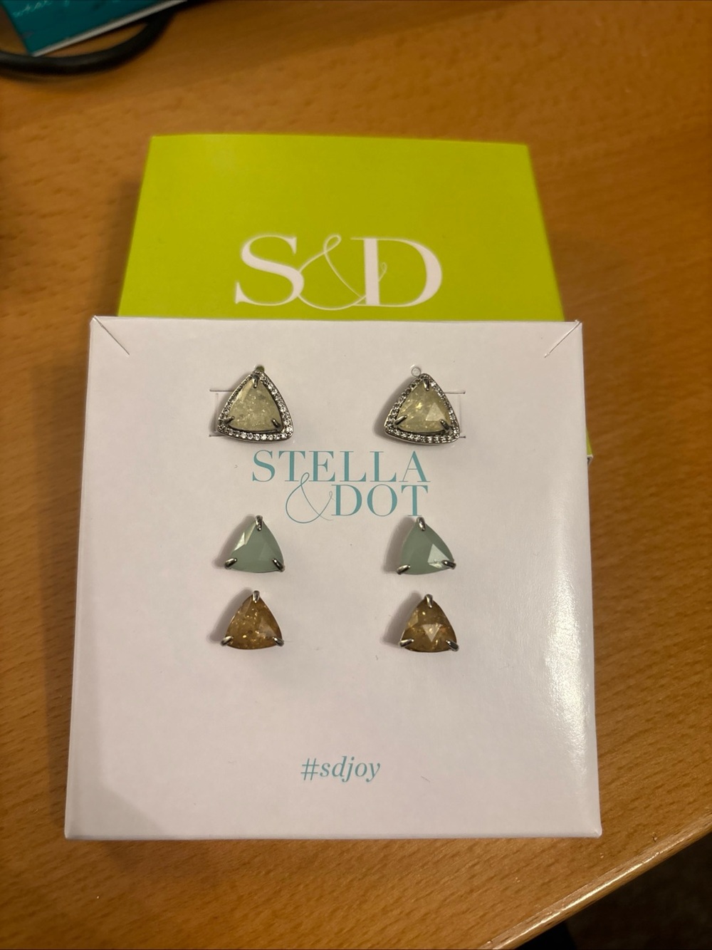 Stella & Dot Sommerville Halo Stud Trio in Champagne, Mint & Gold